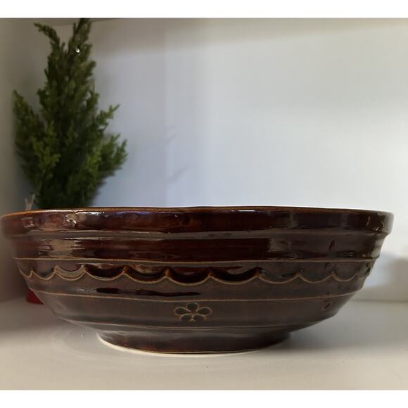 Marcrest Daisy Dot Divided Serving Dish Brown Bowl Oven-Proof Vintage Stonewar - Picture 2 of 6